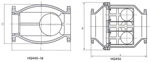 HQ44微阻球形止回閥結構示意圖