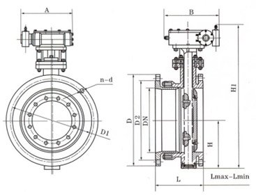 管網法蘭式伸縮蝶閥結構示意圖